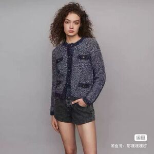 Maje Navy Knit Cardigan